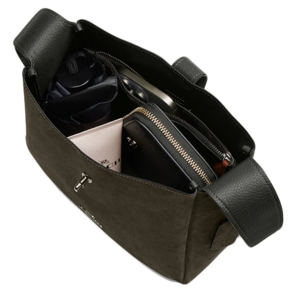 Coach Hadley Convertible Shoulder Crossbody Bag Suede Olive Army Green CCG43 NWT - Picture 13 of 15